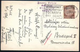 1939 Lehár Ferenc (1870-1948) zeneszerző német nyelvű, autográf képeslapja Papházy Istvánnénak Bécsből / 1939 Autograph postcard of Franz Lehar (1870-1948) from Vienna Nagyaukcióra