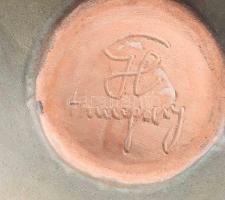 Gorka Lívia (1925 - 2011): Dísztál harcsával. Jelzett, minimális kopottsággal, 14,5x12,5 cm