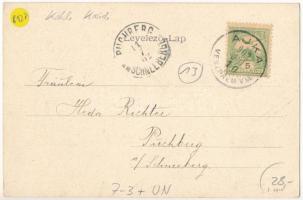 1902 Ajka, Ajka-Csingervölgy; Kőszénbánya telep, bányászok csillével a tárna bejárat előtt "Glü...