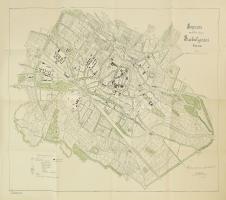 cca 1905 Sopron szab. kir. város szabályozási terve, készítette: Wälder József. Sopron, Röttig Gusztáv és Fia-ny., kisebb lapszéli szakadással, 68x57,5 cm