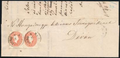 1863 2 x 5kr levélen / on cover KLAUSENBURG - Déva