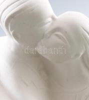 Világhy Árpád: Csók. Biszkvit porcelán, jelzett, kis kopással, m: 36,5 cm