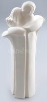 Világhy Árpád: Csók. Biszkvit porcelán, jelzett, kis kopással, m: 36,5 cm