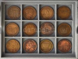 24db-os, érmetartó kazettába rendezett bronz emlékérem tétel, néhány kivételtől eltekintve Magyar Ér...