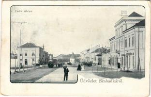 Szabadka, Subotica; Deák utca, villamos. Víg Zsigmond kiadása / street, tram (EK)