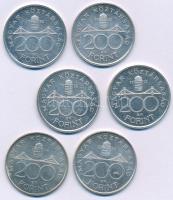 1992. 200Ft Ag "MNB" (4x) + 1994. 200Ft Ag "Deák" (2x) T:AU,XF