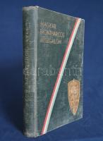 Magyar frontharcos mozgalom. Írták és szerkesztették: vitéz Mándoky Sándor és Faragó László. Budapest, 1938. Merkantil-nyomda (Havas Ödön). 740 p. Megjelent az Országos Frontharcos Szövetség erkölcsi támogatásával a Tizedik Jubiláris Országos Frontharcos-találkozó alkalmából. A fontos katonai érdekvédelmi szervezet és hagyományőrző egyesület, az Országos Frontharcos Szövetség az első világháborúban hősi tetteket végrehajtó közlegényeket és tiszteket tömöríti, származásra, felekezetre, foglalkozásra való tekintet nélkül. A mű első felében az 1928-tól országos találkozókat szervező társadalmi ernyőszervezet gyűléseinek szövegközti felvételeivel, a frontharcosok javadalmazását szolgáló törvényi szabályozások és rendeletek leirataival, majd törzsanyagként az egykori frontharcosok alfabetikus sorrendben közölt életrajzával és arcképcsarnokával. A rövid életút a névre, a születési helyre és időre, a jelenlegi foglalkozásra, a katonai rangra, a vitézi tettek vázolására és a kitüntetésekre szorítkozik. Példányunk kötése a 41. ív előtt kettévált, egy ív fűzése meggyengült. Aranyozott, enyhén kopott kiadói egészvászon kötésben, az első kötéstáblán az Országos Frontharcos Szövetség dombornyomású, aranyozott emblémájával és harántirányú nemzeti színű szalag rátéttel. Jó példány.