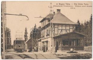 Tátraszéplak, Tatranska Polianka, Westerheim (Magas-Tátra, Vysoké Tatry); Villamos vasútállomás Poprád felé / tramway railway station, train (EK)