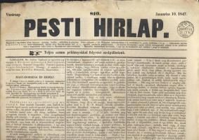 1847 A Pesti Hírlap 3 db szignettás száma, egyikben az István nádor kinevezéséről szóló rendelet
