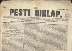 1847 A Pesti Hírlap 3 db szignettás száma, egyikben az István nádor kinevezéséről szóló rendelet