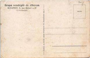 Budapest X. Krupa vendéglő és étterem az új köztemetőnél, söntés, konyha, belső. Sírkert utca 27. (E...
