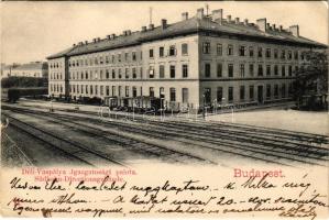 1905 Budapest I. Déli vaspálya Igazgatósági palotája, Déli vasútállomás, tehervagon / Südbahn-Directionsgebaude (szakadás / tear)