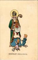 1912 Üdvözlet a Mikulástól / Saint Nicholas greeting. H.H. i. W. Nr. 985.