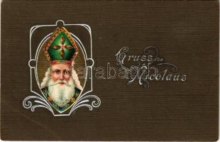 1907 Gruss vom Nicolaus / Üdvözlet a Mikulástól - dombornyomott / Saint Nicholas greeting, embossed litho (EB)