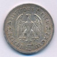 Német Harmadik Birodalom 1936A 5M Ag "Hindenburg" T:XF patina
German Third Reich 1936A 5 ...