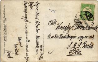 1910 Budapest, Tűzoltók csoportképe tűzoltókocsival. Schäffer Armin photo (EK)