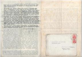 1949 Bíró József (1887-1975) festőművész, restaurátor gépelt levele, autográf aláírásokkal Sárdy Bru...
