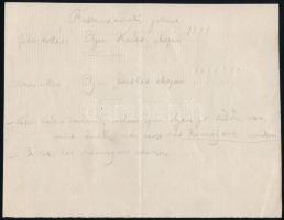 cca 1870 Jókai Mór (1825-1904) író rövid autográf kézirata: "Távirati sürgöny Gaérában bombaeső...