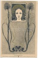Art Nouveau Lady. Philipp & Kramer Wiener Künstler-Postkarte Serie III/1. s: Max Kurzweil, Leopold Kainradl