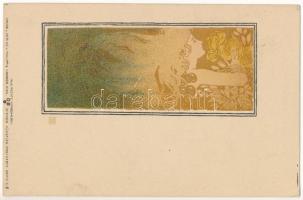 Art Nouveau Lady. Philipp & Kramer Wiener Künstler-Postkarte Serie V/5. s: Koloman Moser