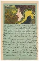 1899 (Vorläufer) Art Nouveau Lady. Philipp &amp; Kramer Wiener Künstler-Postkarte Serie I/9. s: Koloman Moser