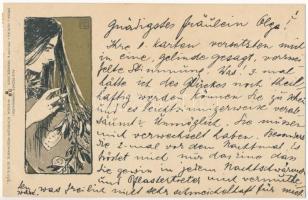 1899 (Vorläufer) Art Nouveau Lady. Philipp & Kramer Wiener Künstler-Postkarte Serie III/6. s: Koloman Moser (Siebener Club)