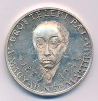 Nagy István János (1938-) 1991. "MÉE / Gróf Teleki Pál" Ag emlékérem (35,29g/0.835/42,5mm) T:UNC,AU (eredetileg PP) patina Adamo BP35