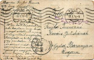 1914 Aussetzen der Dampfbarkasse. K.u.K. Kriegsmarine / Osztrák-magyar haditengerészet gőzbárka vízr...