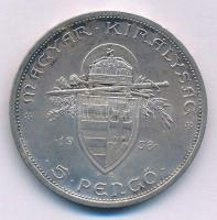 1938. 5P Ag "Szent István" T:AU,XF kis ü., patina Adamo P8.1