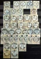 Okmánybélyeg több példányos készlet 1864-1866 több mint 1.000 db okmánybélyeg címlet szerint rendezv...