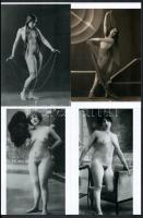 Szolidan erotikus akt felvételek, amelyek 1945 előtt készültek különféle műtermekben, 4 db modern nagyítás, 15x10 cm