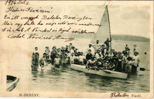 1906 Balatonberény, Fürdő, fürdőzők. Mérei Ignác kiadása (fl)