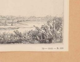 Rembrandt van Rijn (1606-1669) után: Táj. Heliogravűr, papír. Jelzés nélkül. Üvegezett fakeretben. 1...