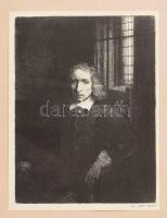 Rembrandt van Rijn (1606-1669) után: Portré. Heliogravűr, papír. Jelzés nélkül. Üvegezett fakeretben...