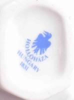 Hollóházi lila virágmintás kétrészes asztali szett, dobozában, jelzett, hibátlan