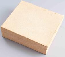 Hollóházi lila virágmintás kétrészes asztali szett, dobozában, jelzett, hibátlan