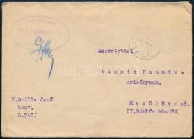 1943 Díjmentes levél TÁBORI POSTAHIVATAL / bf . bf + ELLENŐRIZVE