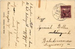 1932 Kicsind, Malá nad Hronom, Kicind; utcakép, üzlet, Római katolikus templom, Iskola, Garam parti ...