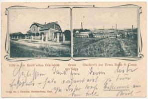 1904 Kyjov, Gaya; Gasfabrik der Firma Reich &amp; Comp. Villa / glass factory. Art Nouveau