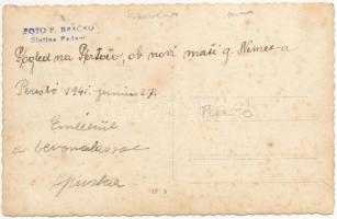 1941 Perestó, Pertoce, Pertoca; emlékül a bevonulásról, díszkapu / entry of the Hungarian troops, de...