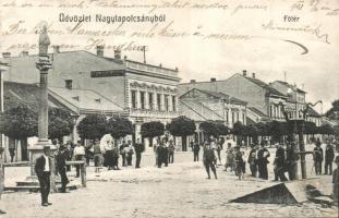 Nagytapolcsány main square with credit bank