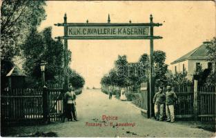 Debica, Dembitz; Koszary C.K. kawaleryi / K.u.k. Cavallerie Kaserne / Austro-HUngarian military cavalry barracks, soldiers. W.L. Bp. 924. (EK)