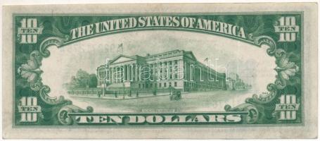 Amerikai Egyesült Államok 1934A 10$ "A92271276A" "Silver Certificate - kisméretű, sár...