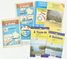 7 db magyar vízisport-térkép, turistatérkép: Balaton, Dunakanyar, Velencei-tó, Fertő-tó, stb. Vegyes méretben és állapotban.