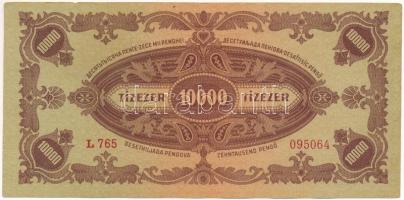 1945. 10.000P "L 765 095064" sorszámmal , "MNB" bélyeggel, eltolódott nyomat T:A...