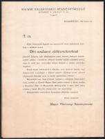 1904 Magyar Villamossági Részvénytársulat üzleti levelének korabeli másolata a Déri-rendszerű elektr...