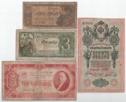 7db-os vegyes német és szovjet bankjegy tétel, közte Német Birodalom 1910. 1000M piros pecsét, hétjegyű sorszámmal T:F,VG 7pcs of mixed german and soviet banknote lot, in it German Empire 1910. 1000 Mark with red seal, 7 digit serial C:F,VG