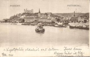 Pozsony with thecastle and a steamship