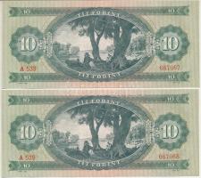 1960. 10Ft (2x) sorszámkövetők "A 539 067067 - A 539 067068" T:UNC,AU 
Adamo F5
