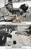 ,,Idegen vér" című szovjet film jelenetei és szereplői, 11 db vintage produkciós filmfotó (vitrinfotó, lobbyfotó) ezüst zselatinos fotópapíron, a használatból eredő (esetleges) kisebb hibákkal, 18x24 cm